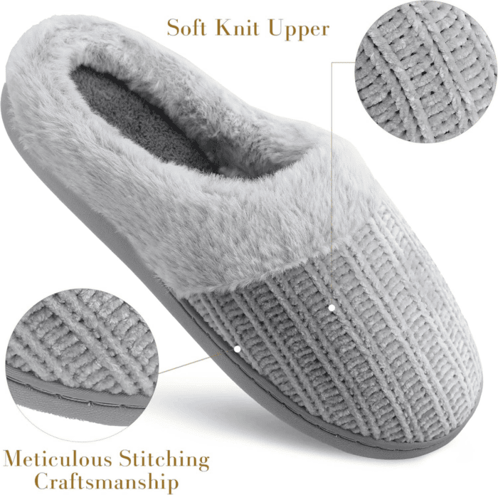 Womens Memory Foam Fuzzy Slippers Knitted House Slippers for Women Comfy Slip-On Warm House Shoes - Image 3