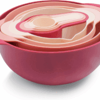 Nesting Bowls with Measuring Cups Colander and Sifter Set - Includes Mixing Bowls, Colander, Sifter and Measuring Cups, Rose, 8 Pc Bowl