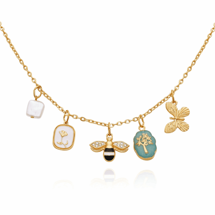Women'S Gold-Tone Interchangeable Love Theme Charms Necklace. - Image 6