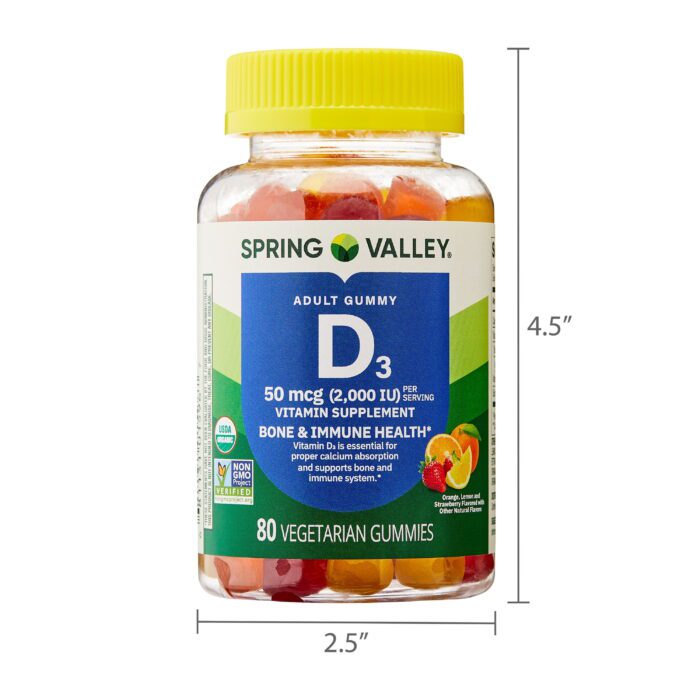 Vitamin D3 Gummies for Bone and Immune Health, 50Mcg (2000 IU), 80 Count - Image 9
