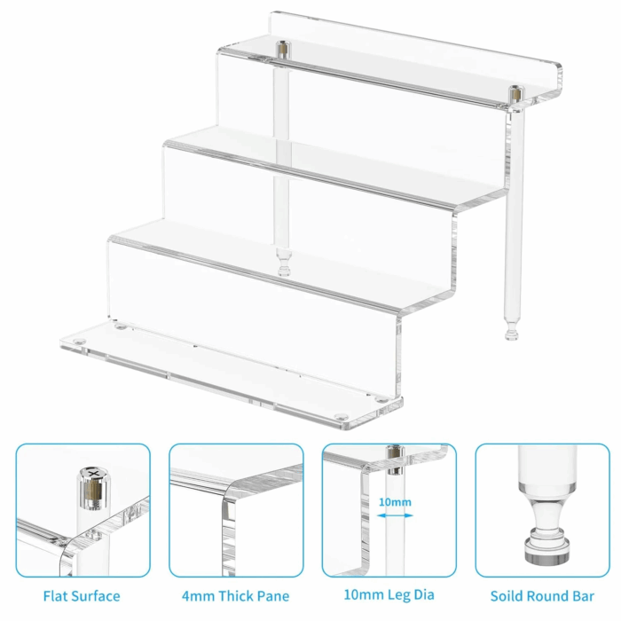 2 Pack 9 Inch Acrylic Risers Display Stands, 4 Tier Perfume Organizer Display Shelf & Versatile Cupcake Stand Holder, Display Risers for Figures, Dessert Shelves for Party Decoration Organizer - Image 4