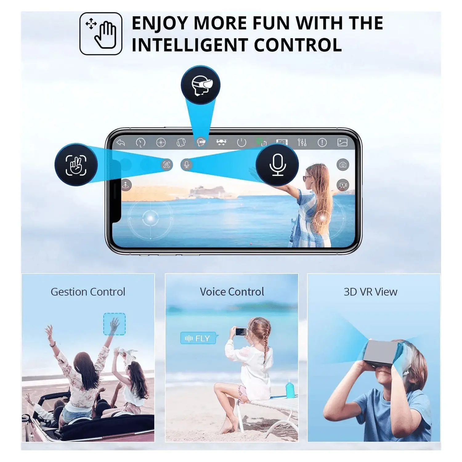 V8 Drone with 720P HD Camera for Adults and Children FPV Real-Time Video, 3 Modular Batteries and Storage Bag, Blue - Image 6