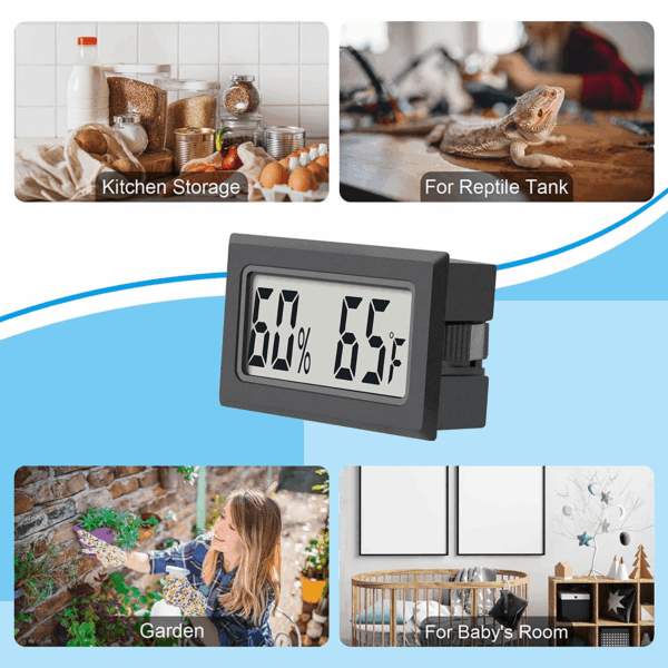 Reptile Thermometer 4-Pack Mini Digital Humidity Temperature Meters Gauge Indoor Hygrometer Thermometer  Wiht ℉ for Humidors Greenhouse Garden Cellar Closet Guitar Case - Image 6