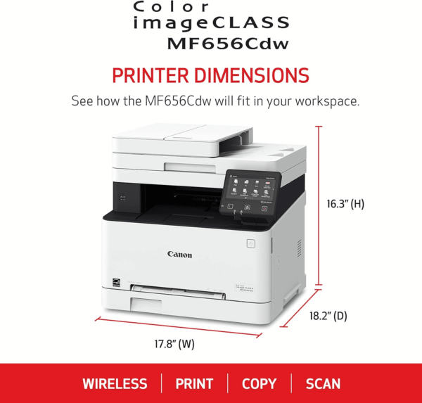 Color Imageclass Mf656Cdw - Wireless Duplex Laser Printer, All-In-One with Copier, Scanner, Fax, Auto Document Feeder, Mobile Ready, 3 Year Limited Warranty, 22 PPM, White - Image 2