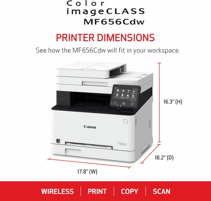 Color Imageclass Mf656Cdw - Wireless Duplex Laser Printer, All-In-One with Copier, Scanner, Fax, Auto Document Feeder, Mobile Ready, 3 Year Limited Warranty, 22 PPM, White - Image 2