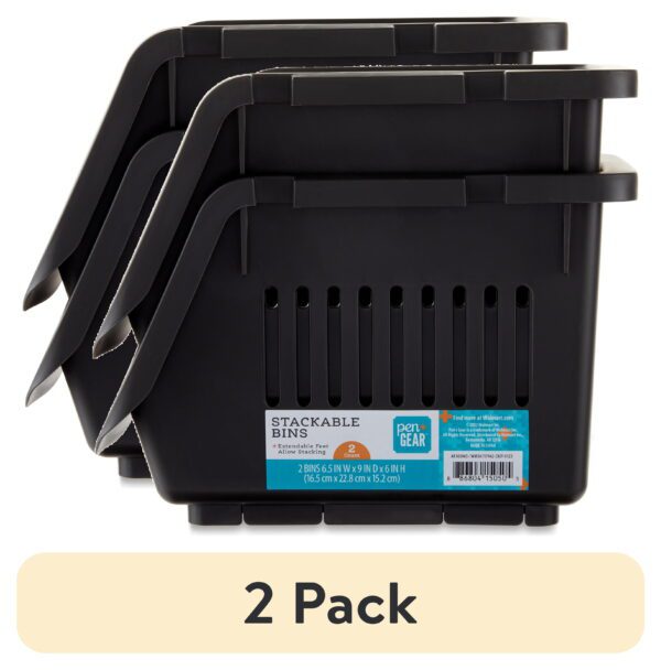 Pen + Gear Stackable Polypropylene, Plastic Storage Bins, Emerald, 2 Count, All Ages - Image 10