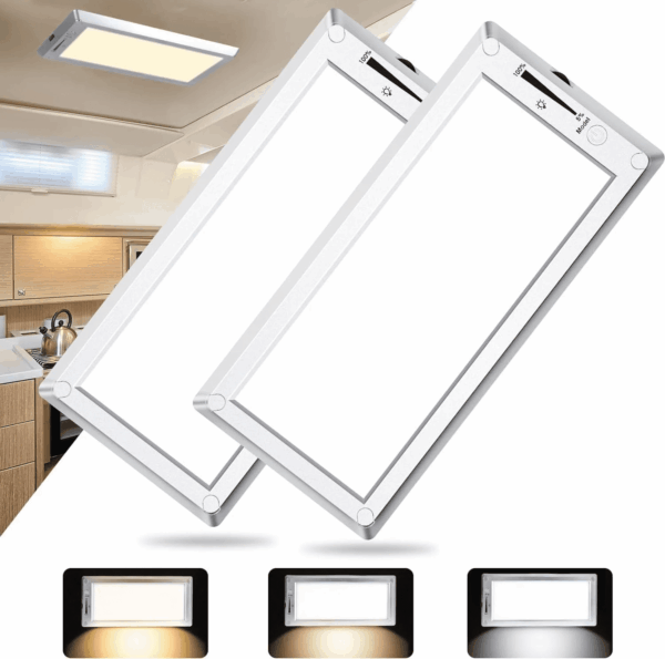 RV LED Interior Lights,3 Color RV LED Super Bright Fixture,12V RV Ceiling Dome Light with On/Off Dimmable Switch Energy Saving for Rv/Camper/Car/Trailer/Boat (Warm+Natural+Cold Light) - Image 9