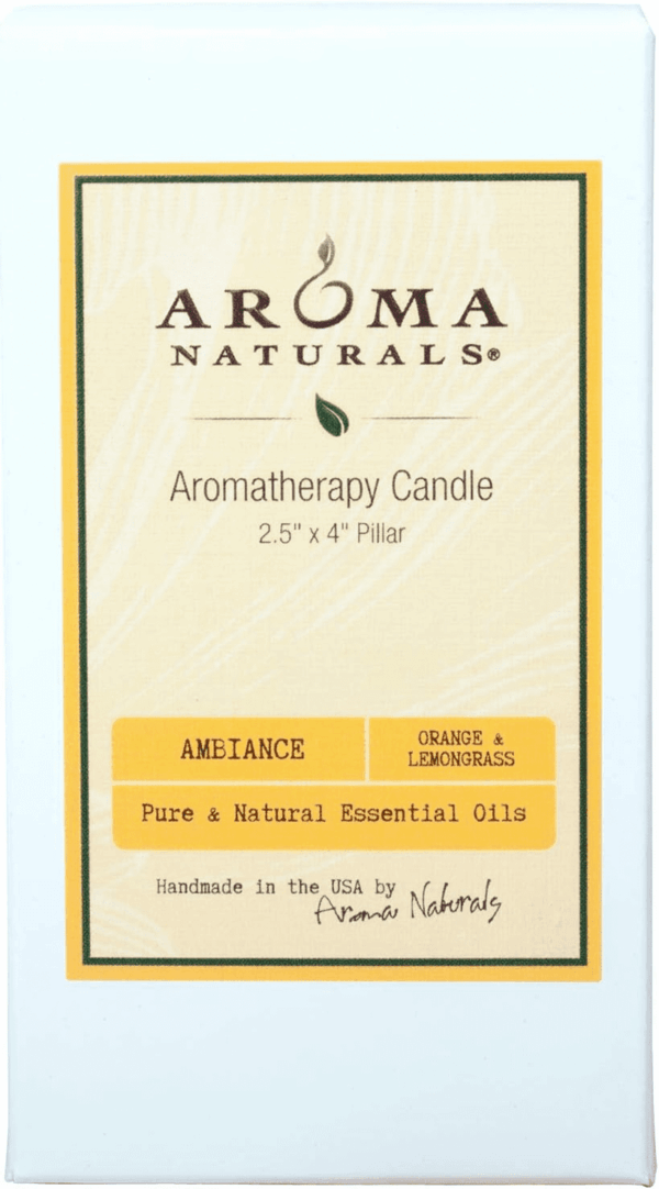Essential Oil Orange and Lemongrass Scented Pillar Candle, Ambiance, 2.5 Inch X 4 Inch, Yellow - Image 2