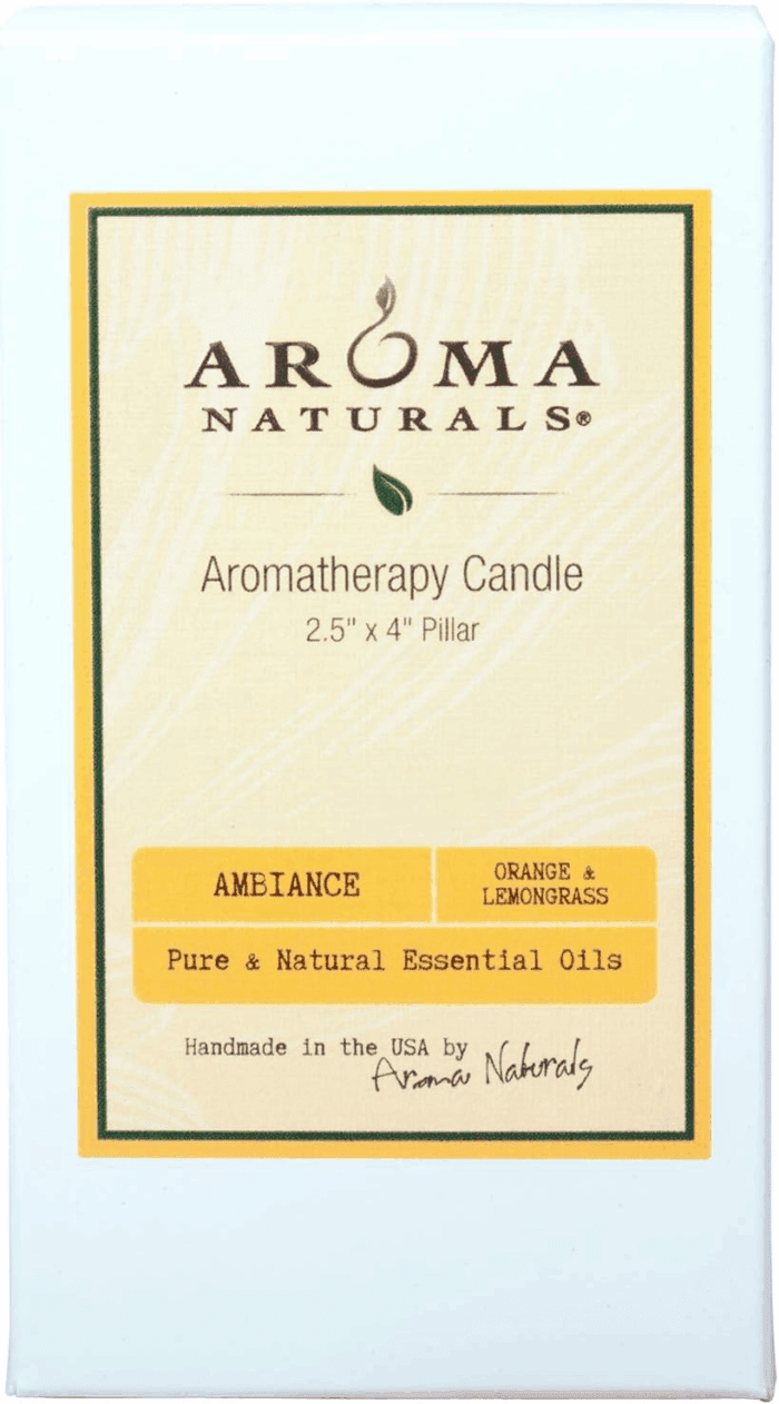 Essential Oil Orange and Lemongrass Scented Pillar Candle, Ambiance, 2.5 Inch X 4 Inch, Yellow - Image 2