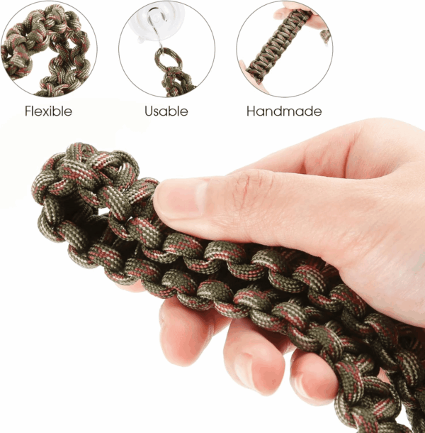 2 Pcs Reptile Vines for Climbing Bendable Jungle Vines Made of Handmade Umbrella Cord Weaving Rope Decor with 3 Suction Cup Accessories for Chameleon Crab Lizards Snakes Gecko Frog Hermit Crab - Image 3