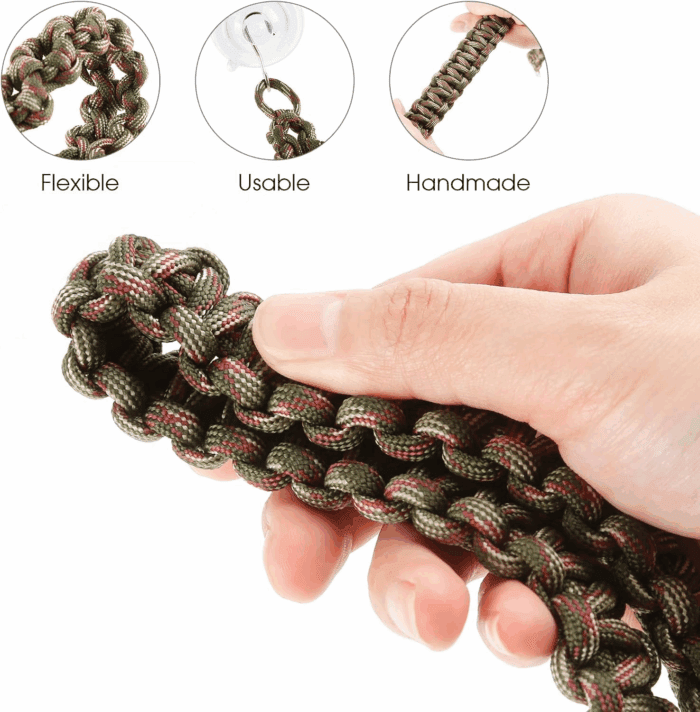 2 Pcs Reptile Vines for Climbing Bendable Jungle Vines Made of Handmade Umbrella Cord Weaving Rope Decor with 3 Suction Cup Accessories for Chameleon Crab Lizards Snakes Gecko Frog Hermit Crab - Image 3