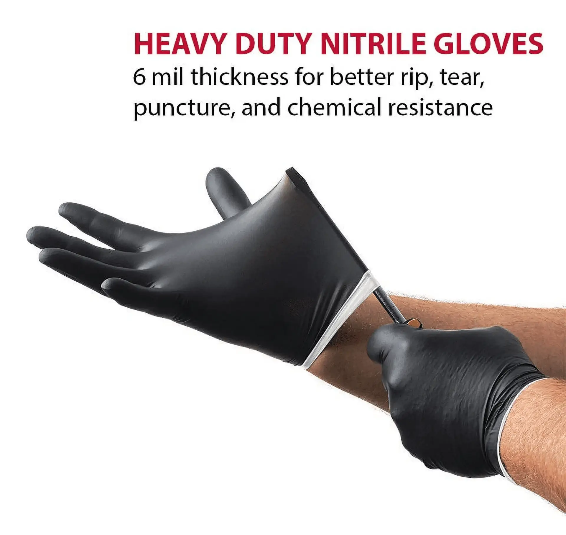 Premium Industrial Black Nitrile Gloves, One Size Fits Most, 50 Ct - Image 2