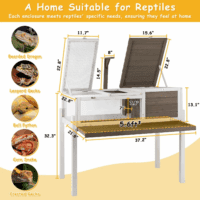 Tortoise Habitat Turtle Enclosure with Detachable Legs, Wooden Indoor Reptile Cage for Small Animals with Leakproof Tray - Image 2