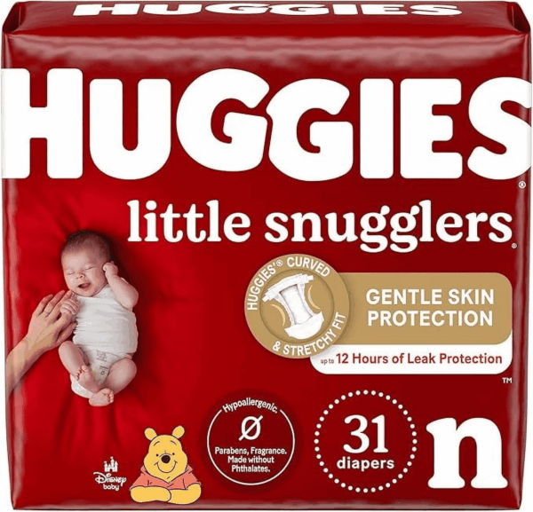 Newborn Diapers, Little Snugglers Baby Diapers, Size Newborn (Up to 10 Lbs), 31 Count