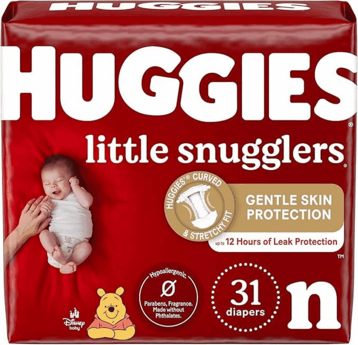 Newborn Diapers, Little Snugglers Baby Diapers, Size Newborn (Up to 10 Lbs), 31 Count