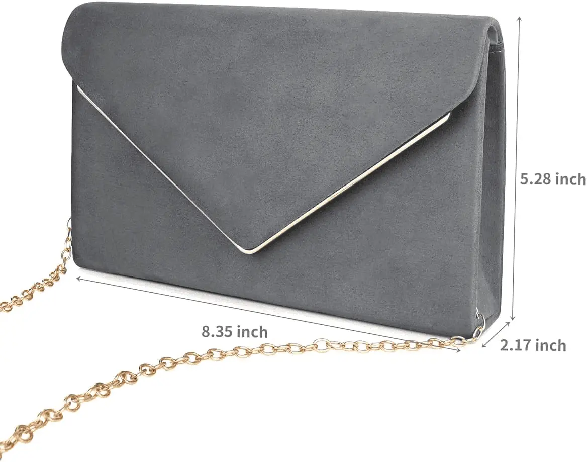 Clutch Purse for Women Evening Bags Handbags for Wedding Party Cocktail Prom Faux Suede Crossbody Shoulder Bag - Image 4