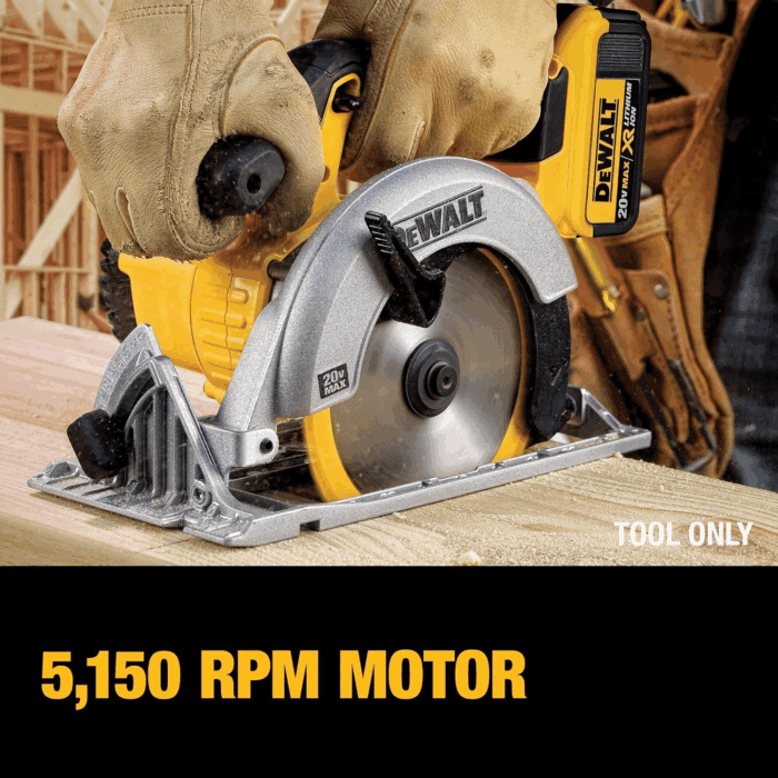 20V MAX Circular Saw, 6-1/2-Inch Blade, 460 MWO Engine, 0-50 Degree Bevel Capability, Bare Tool Only (DCS391B) - Image 7