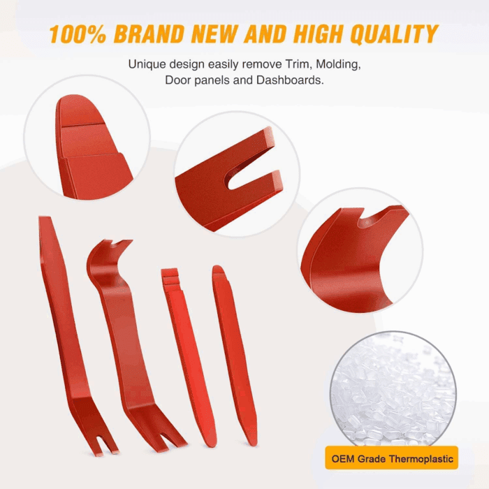 5 PCS Nylon Auto Trim Removal Tool Kit No-Scratch Removal Tool Kit for Car Panel & Audio Dashboard Dismantle Red - Image 3