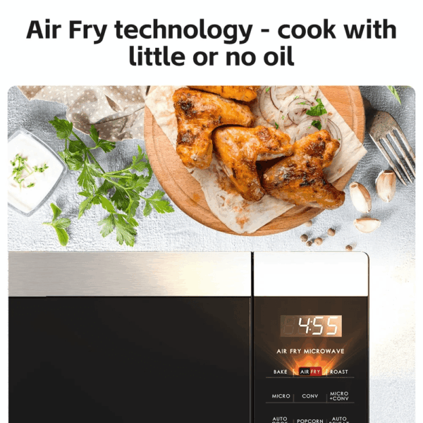 0.9 Cu Ft Air Fry Countertop Microwave, 900 Watts, Stainless Steel, New - Image 8