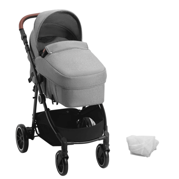 2 in 1 Convertible Baby Stroller, Foldable Infant Newborn Bassinet Pram, Unisex Travel Stroller for Newborn Baby, Dark Grey - Image 9
