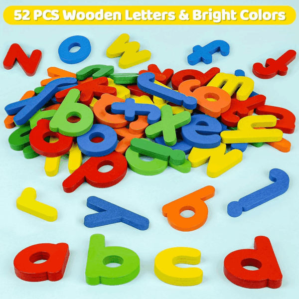 Alphabet ABC Learning Educational Toys for 2 3 4 5 Years Old Boys Girls, Wooden Puzzle Flash Cards Preschool Activity Letter Matching Games for Kids Toddlers - Image 3