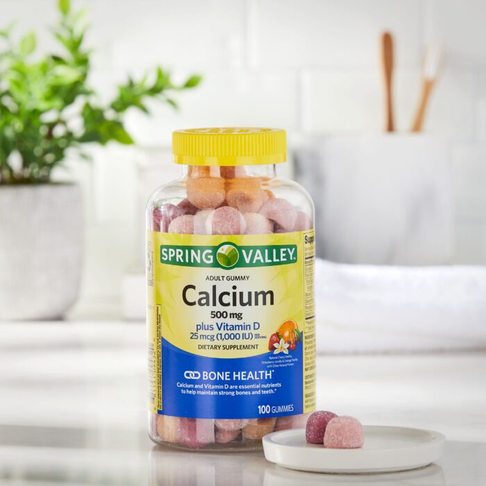 Calcium 500 Mg plus Vitamin D 25 Mcg Bone Health Dietary Supplement Gummies, 100 Count - Image 4