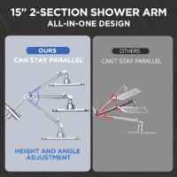 Wide Rain Shower Head with 6 Modes Handheld Water Spray，High Pressure Showerhead Combo with Arm for Bathroom Accessories，Home Decor Adjustable Dual Shower with Anti-Clog Nozzles,Silver Chrome - Image 6