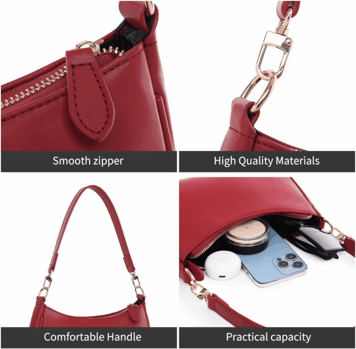 Shoulder Bag for Women with 2 Removable Straps and Zipper Closure Crossbody Bags Clutch Tote Handbags Purses - Image 6
