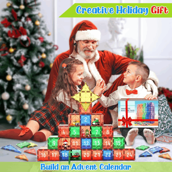 Magnetic Tiles Kids Toys STEM Magnet Toy for Toddler Magnetic Blocks Building Preschool Learning Sensory Montessori Toys for 3+ Year Old Boys and Girls, Safe Creativity Toddler Kids Toy 40PCS - Image 7