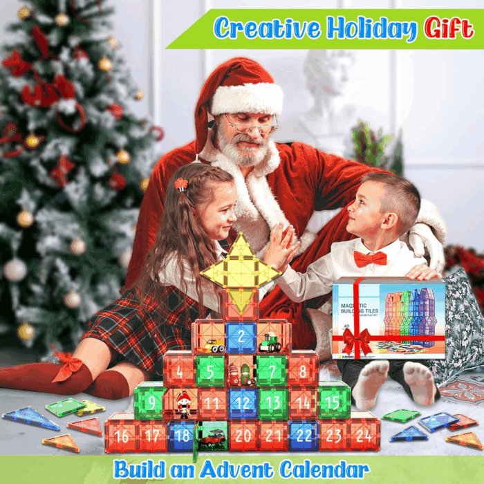 Magnetic Tiles Kids Toys STEM Magnet Toy for Toddler Magnetic Blocks Building Preschool Learning Sensory Montessori Toys for 3+ Year Old Boys and Girls, Safe Creativity Toddler Kids Toy 40PCS - Image 7