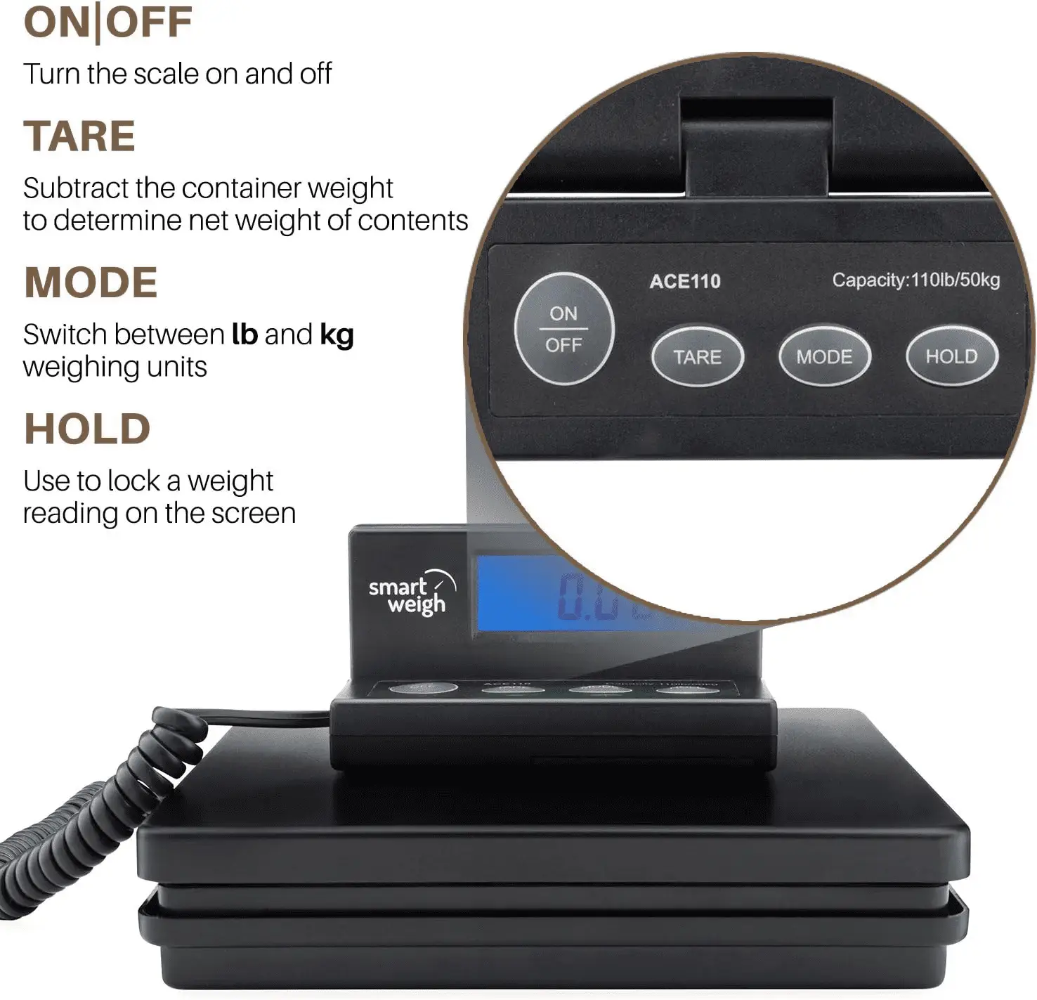 Digital Shipping and Postal Weight Scale, 110 Lbs X 0.1 Oz, UPS USPS Post Office Scale - Image 3