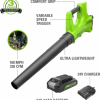 48V (2X24V) 20" Cordless Battery Lawn Mower, 12" String Trimmer & Edger, and 330 CFM Blower Combo Kit W/ (2) 4.0Ah Batteries, (1) 2.0Ah Battery & Chargers - Image 4