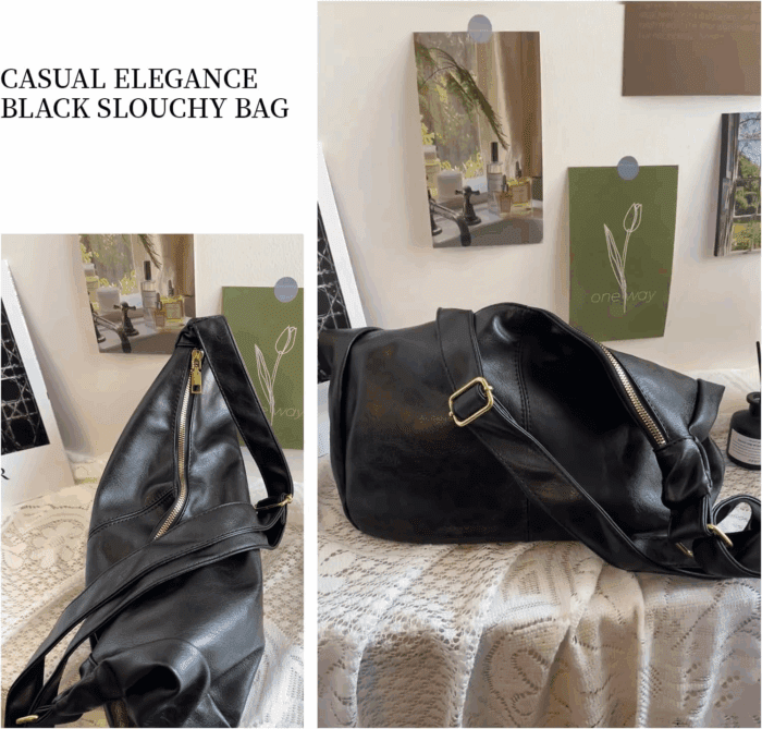Hobo Bags for Women, Ultra Soft Foldable Vegan Leather Shoulder Handbag, Stylish Slouchy Tote Purses - Image 5
