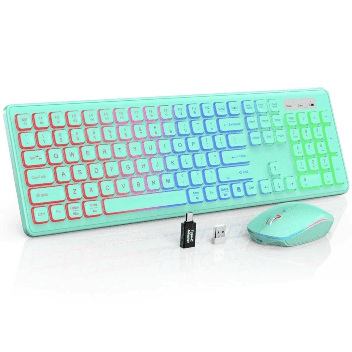 Wireless Keyboard and Mouse Combo RGB Backlit Rechargeable 2.4Ghz Quiet 108 Keys Keyboard-Black - Image 10