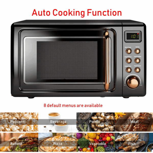 0.7Cu.Ft Retro Countertop Microwave Oven 700W LED Display Glass Turntable New - Image 5