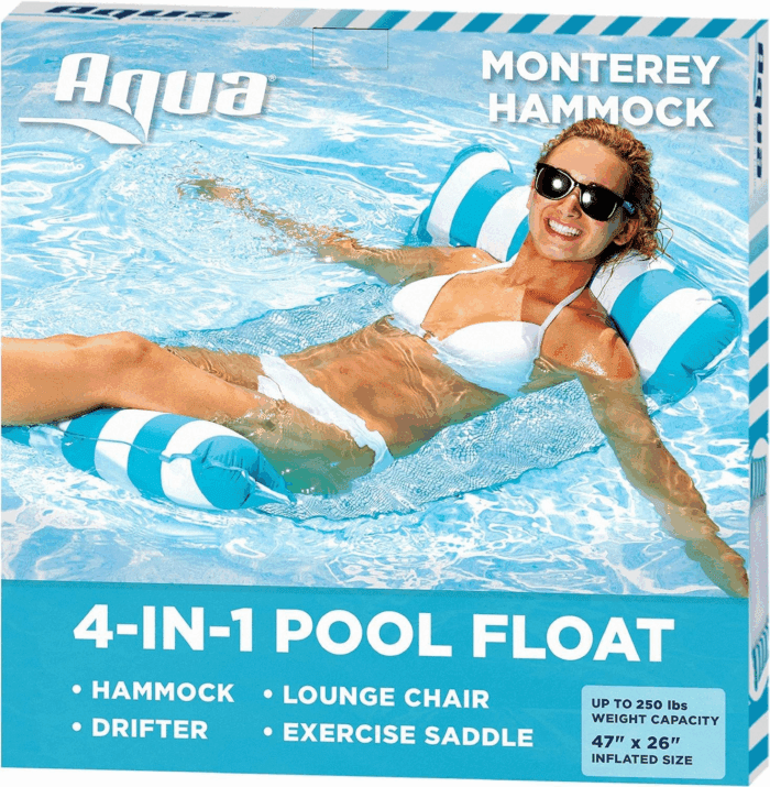 Aqua 4-In-1 Monterey Hammock Pool Float & Water Hammocks – 2-3-4 Multipacks – Multiple Colors/Styles – for Adults and Kids Floating - Image 6
