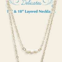 Women'S Gold Tone Delicate Duo Layered Peach Glass Bead and Leaf Necklaces. - Image 2