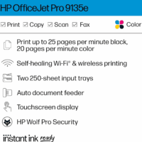 Officejet Pro 9135E All-In-One Printer, Color, Printer-For-Small Medium Business, Print, Copy, Scan, Fax, Wireless 3 Months of Instant Ink Included; Two-Sided Printing; Two-Side - Image 2