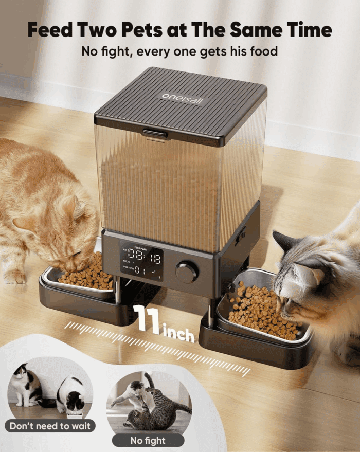 Automatic Cat Feeder for 2 Cats, 20 Cups/5L Automatic Cat Food Dispenser for Small Pets Indoor, Timed Cat Feeder for Dry Food - Image 2
