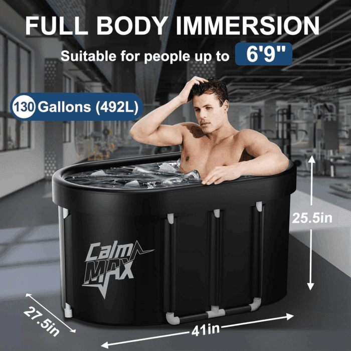 Oval Ice Bath Tub with Cover for Athletes XL Portable Cold Plunge Tub - 130 Gal Capacity for Cold Water Therapy Ice Baths at Home Outdoor Gym 41IN - Image 5