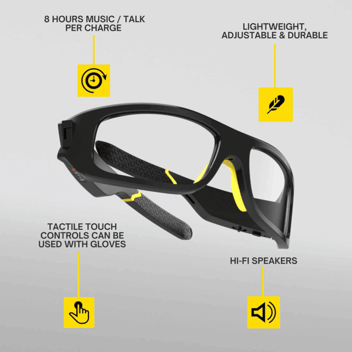 Armor Smart Safety Glasses for Men & Women, TR90 Frame, Bluetooth Smart Safety Glasses with Light Adaptive Lenses, Open Ear Speakers & Microphone - ANSI Z87.1 (Standard) - Image 2