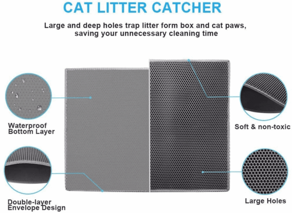 Cat Litter Mat Double Layer Waterproof Urine Proof Trapping Mat 1 Pack (Gray, 24X15 Inch (Pack of 1)) - Image 3