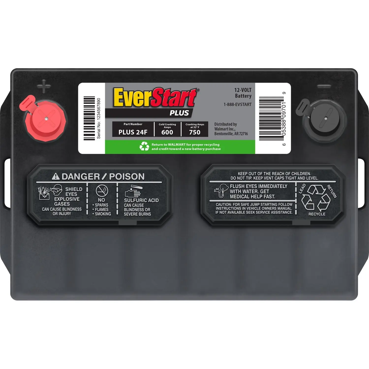 plus Lead Acid Automotive Battery, Group Size 24F 12 Volt, 600 CCA - Image 7