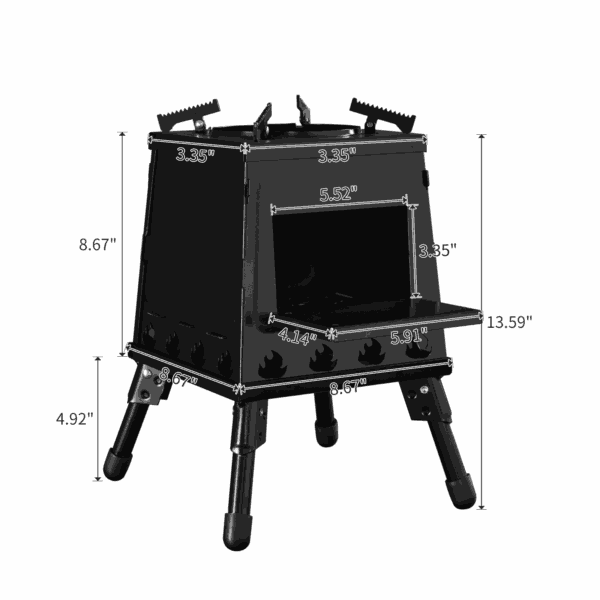 Outdoor Wood Burning Stove, Portable Camping Wood Stove for Backpacking Outdoor Cooking, Easy to Carry and Assembly - Image 2