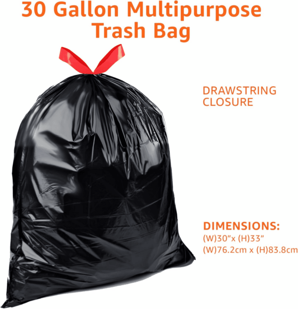 Multipurpose Drawstring Trash Bags, 30 Gallon, 50 Count (Previously Solimo) - Image 3