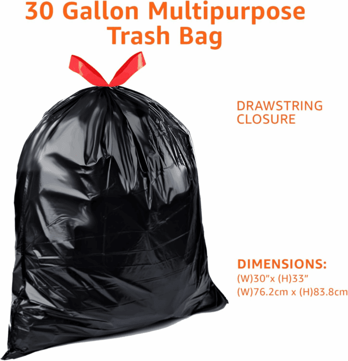 Multipurpose Drawstring Trash Bags, 30 Gallon, 50 Count (Previously Solimo) - Image 3