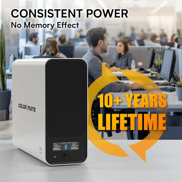 1000VA/800W Lithium UPS Battery Backup and Surge Protector, Backup Battery Power Supply with Lifepo4 Batteries(230.4 Wh), Sinewave UPS System, 10 Years Lifespan, 8 Outlets, LCD Display - Image 2