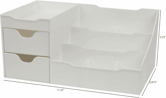 Cosmetic Storage Organizer - Sitting on Your Vanity, Bathroom Counter or Dresser - Easily Organize Your Cosmetics, Jewelry, Hair Accessories (White) - Image 2
