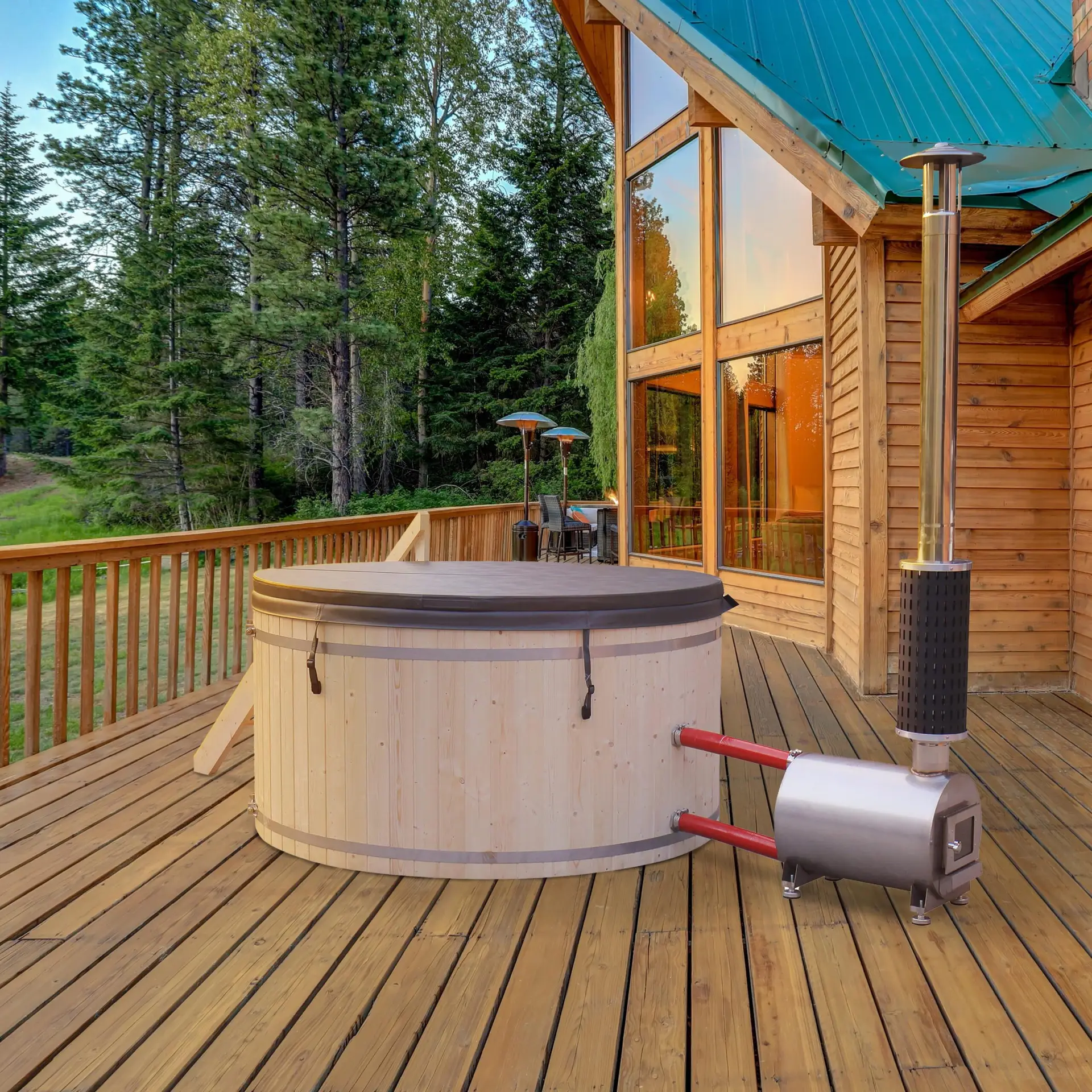 PEWSHTUB Pine Hot Tub and Ice Bath 4-5 Person with Wood-Fired Heater - Image 4