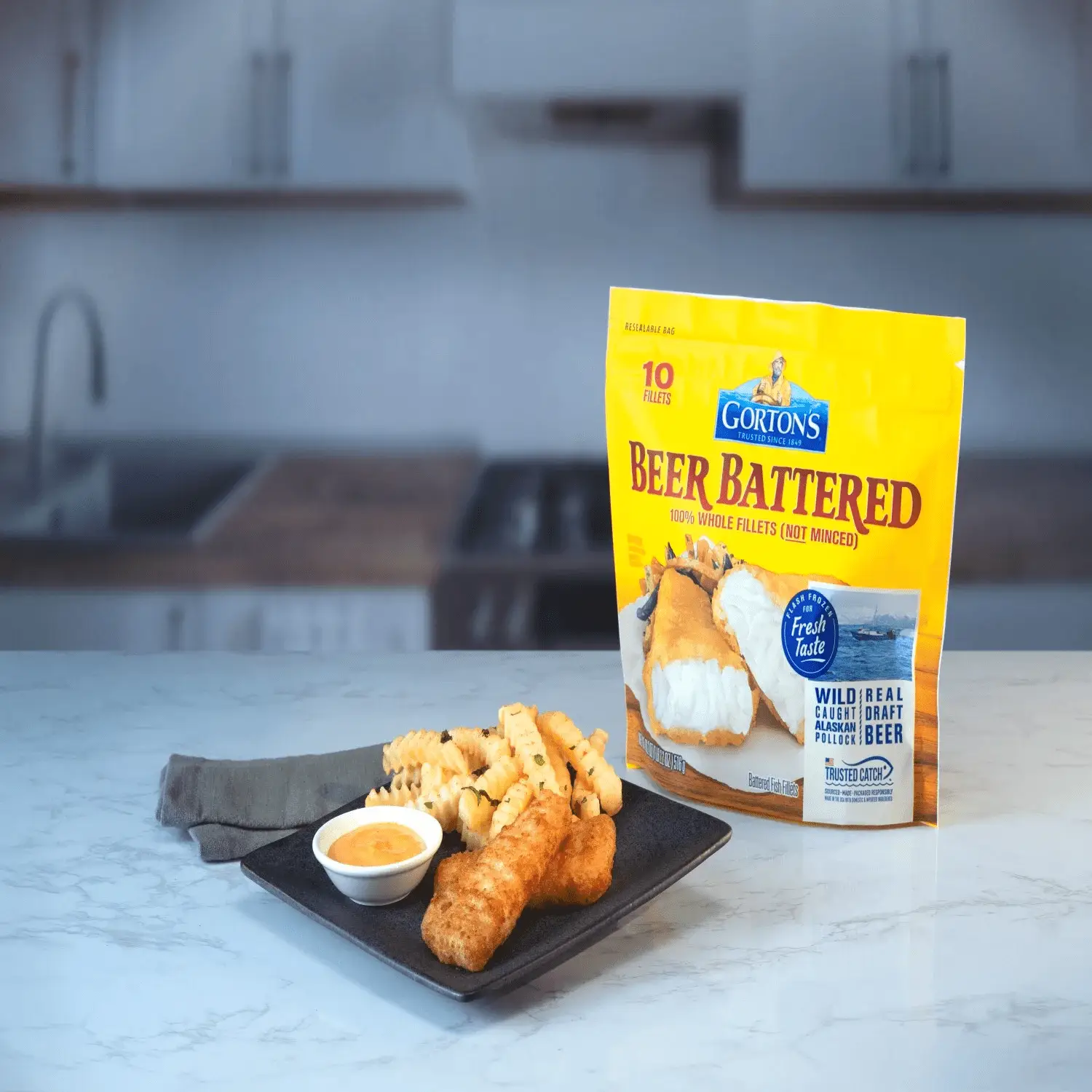 Gorton’S Beer Battered Fish 100% Whole Fish Fillets (Not Minced), Wild Caught Pollock, Frozen, 10 Count, 18.2 Ounce Resealable Bag - Image 4